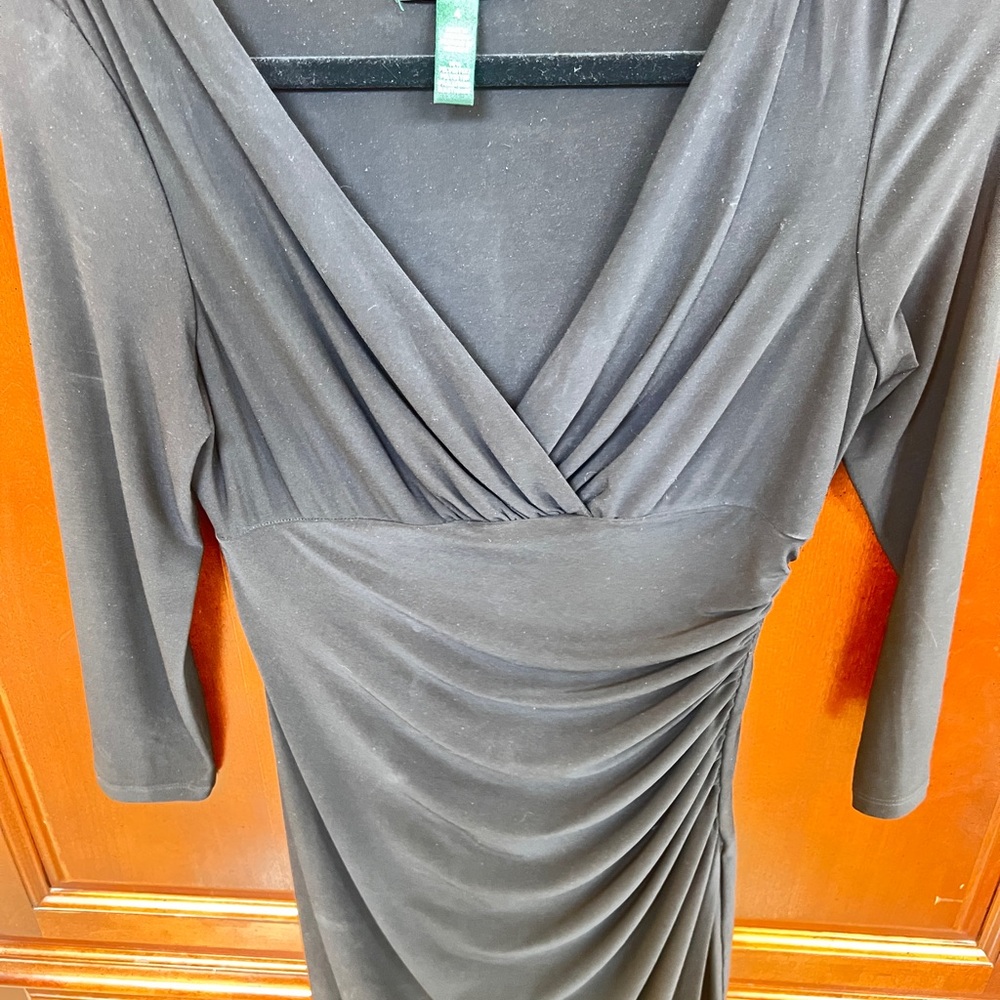 Ralph Lauren Black Ruched Wrap Dress